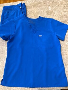 Figs Kids Royal Blue V-Neck Scrub Top